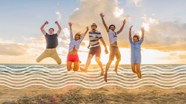 Affordable vacations family jumping