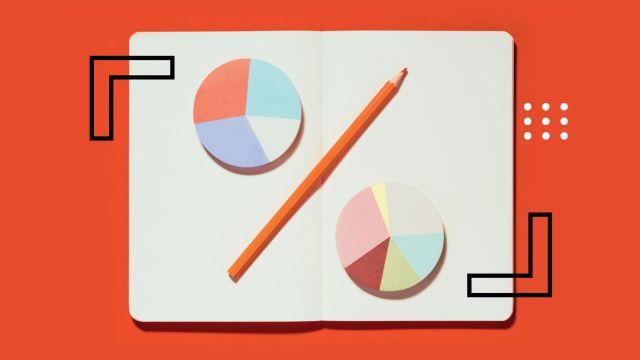 pencil between two pie charts