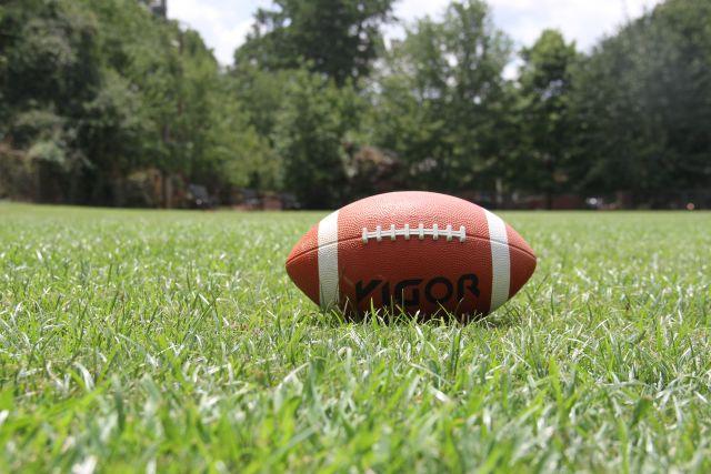 football on grassy field