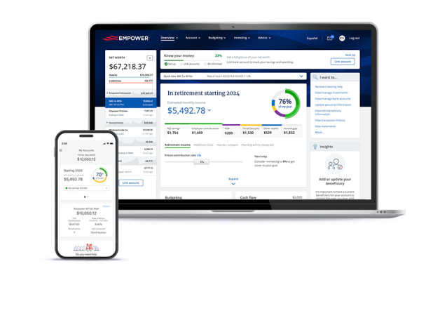 Laptop and mobile phone showing Empower dashboard